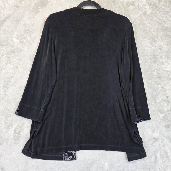 Chicos Travelers Jacket Womens 2 Paisley Embroidered Open Front Boho Casual - Picture 7 of 7